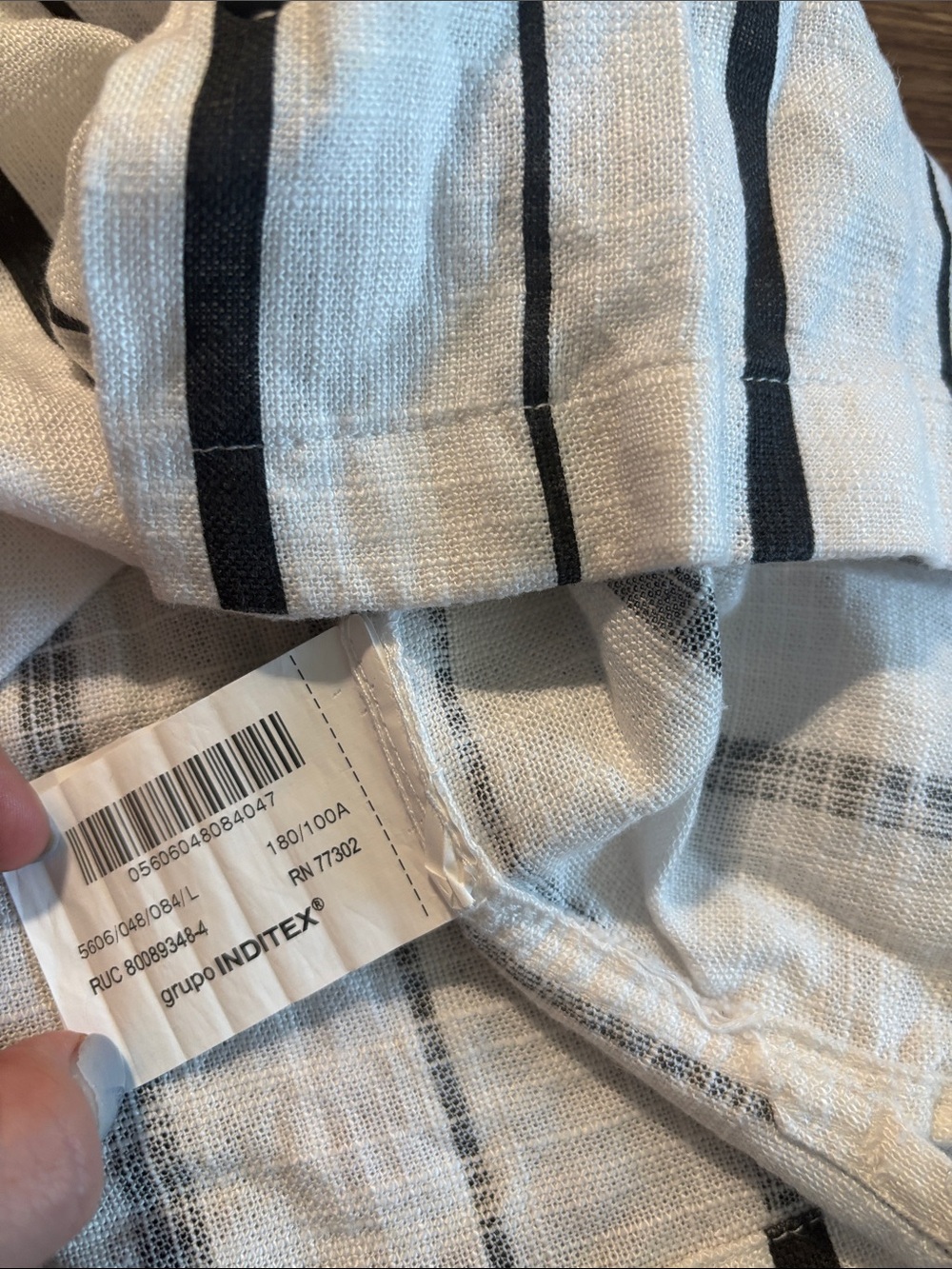 Zara Mens Striped Short Sleeve Button-Up Shirt Viscose White Black Large - Picture 5 of 6